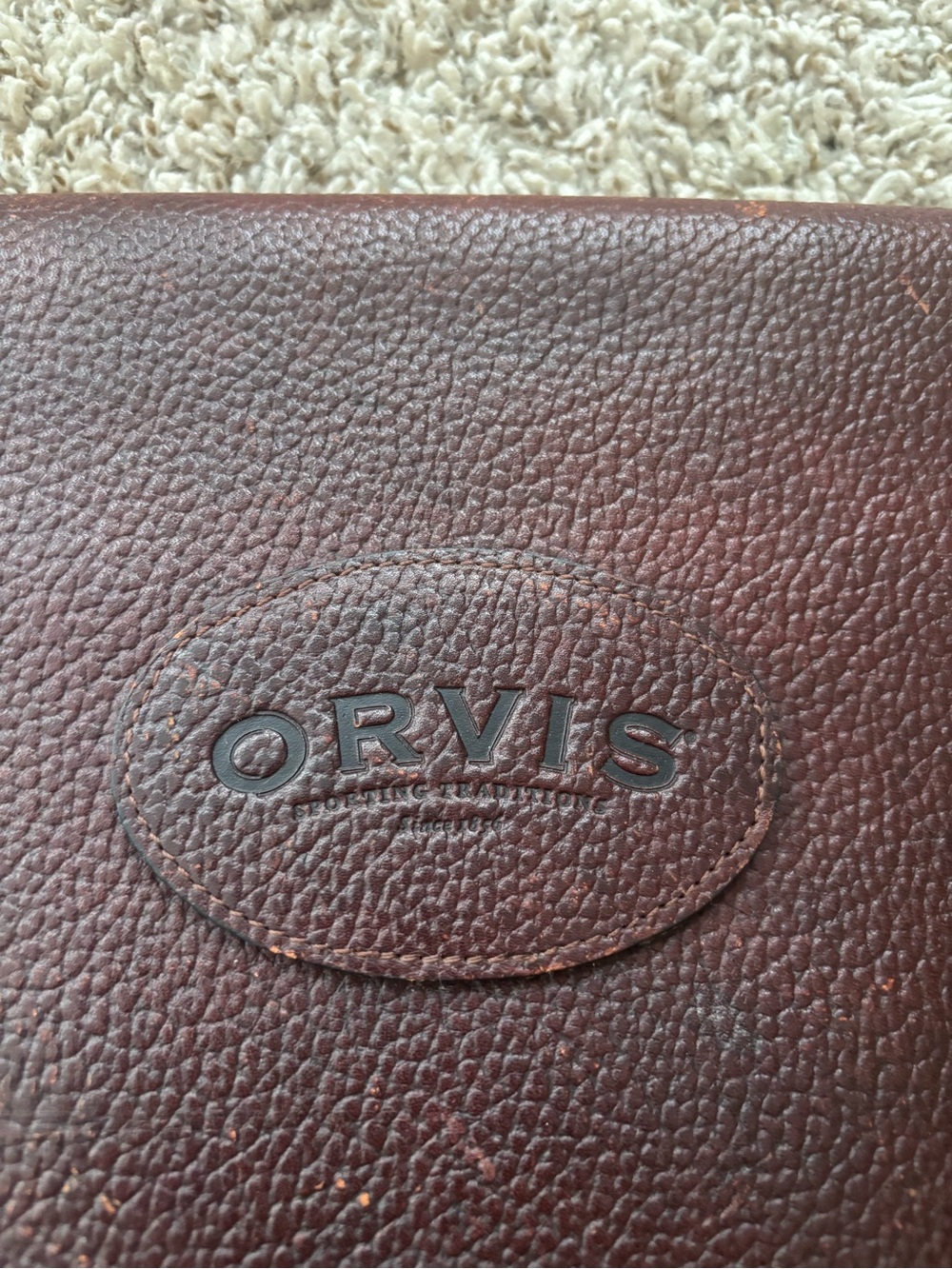 Vintage Orvis Deep Chestnut Pebbled bullhide Leather Briefcase